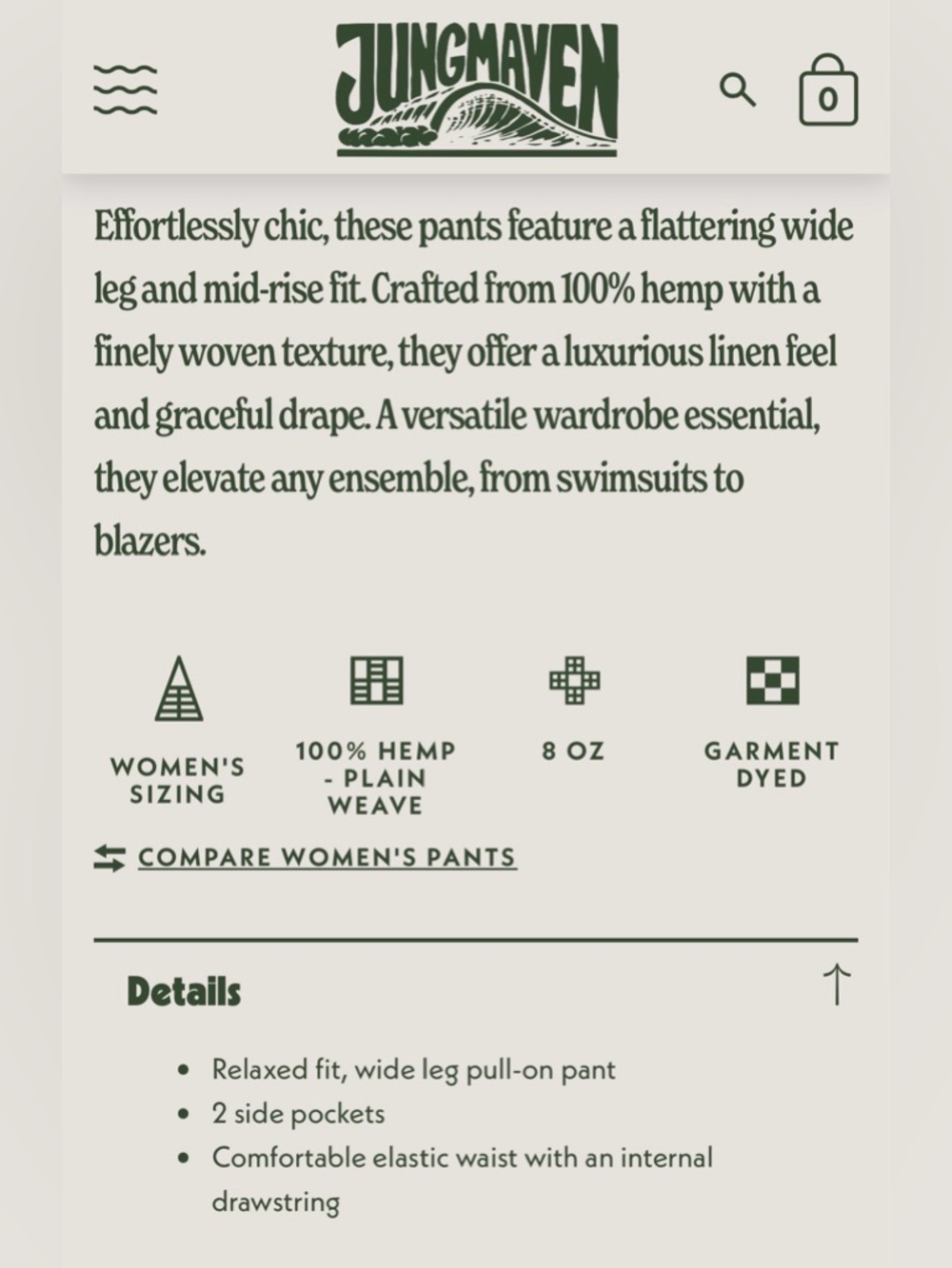 Jungmaven Olive Drawstring Cambria Relaxed Chino - Picture 6 of 7